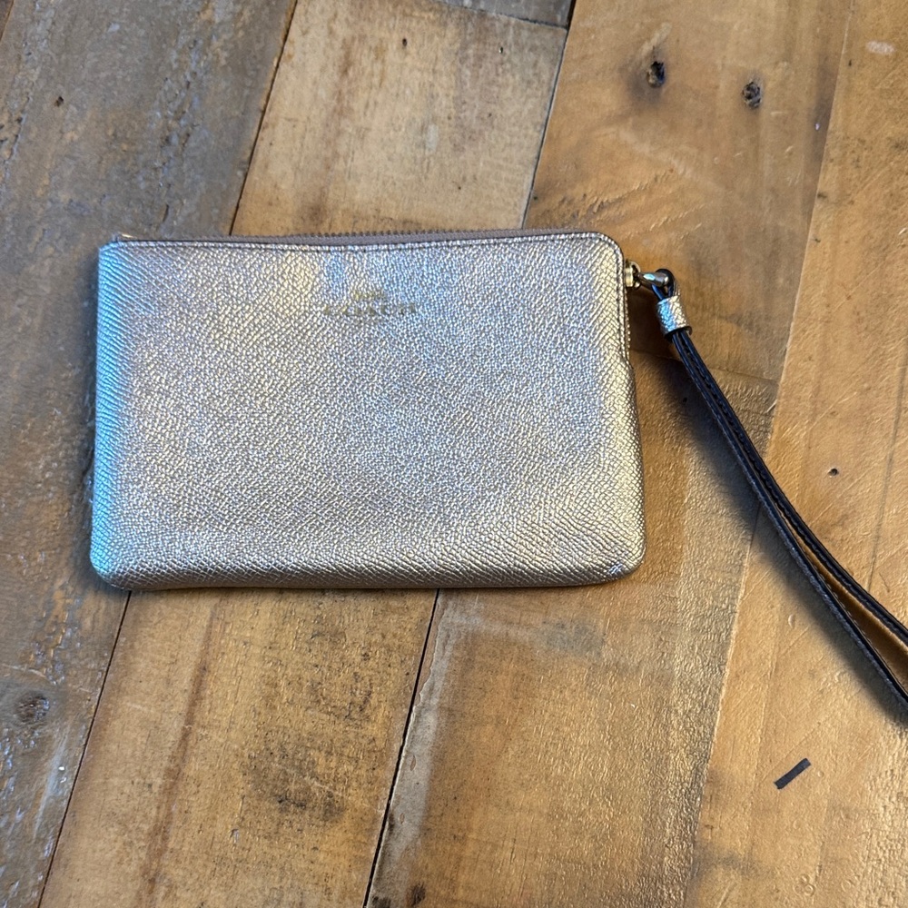 Coach Metallic Gold Leather Wristlet Wallet